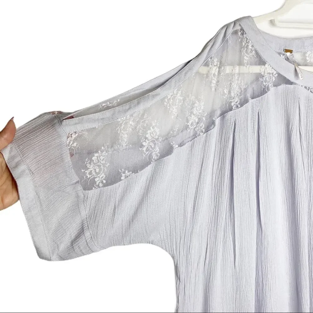 Free People Lilac Lace Tunic Top Size Medium